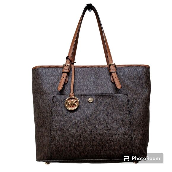 MICHAEL KORS Monogram Pattern Jet Set Large Travel Tote Bag - Picture 15 of 16